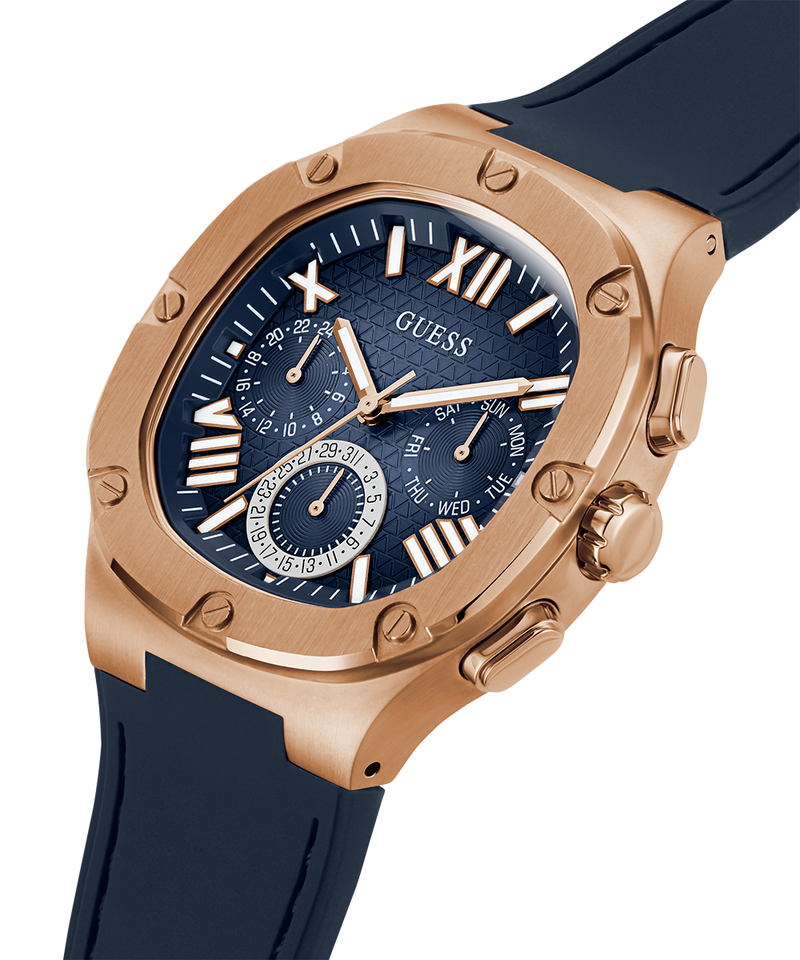 Guess Headline Multifunction Quartz Blue Dial Blue Silicone Strap Watch For Men - GW0571G2 Buy Now By Guess