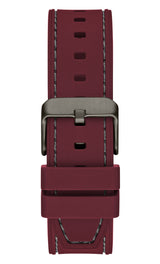 Guess Headline Multifunction Grey Dial Burgundy Silicone Strap Watch For Men - GW0571G4 Buy Now By Guess