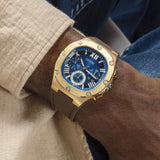 Guess Headline Chronograph Blue Dial Brown Silicone Strap Watch For Men - GW0571G5 Buy Now By Guess