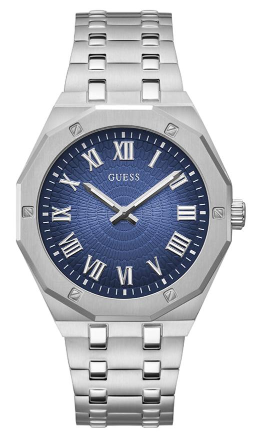 Shop Guess Asset Quartz Blue Dial Silver Steel Strap Watch For Men - GW0575G4 in USA