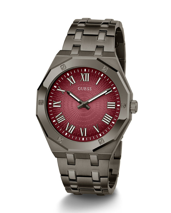 Shop Guess Asset Quartz Red Dial Black Steel Strap Watch For Men - GW0575G5 in USA