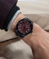 Guess Asset Quartz Red Dial Black Steel Strap Watch For Men - GW0575G5 Buy Now By Guess