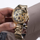 Guess Duke Glitz Crystals Gold Dial Gold Steel Strap Watch For Men - GW0576G2 Buy Now By Guess