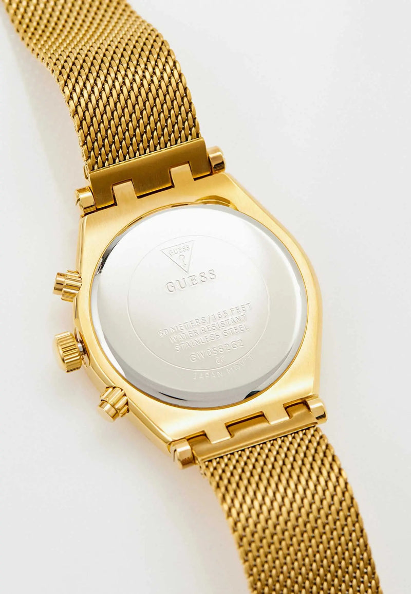 Guess Continental Chronograph Black Dial Gold Mesh Strap Watch For Men - GW0582G2 Buy Now By Guess
