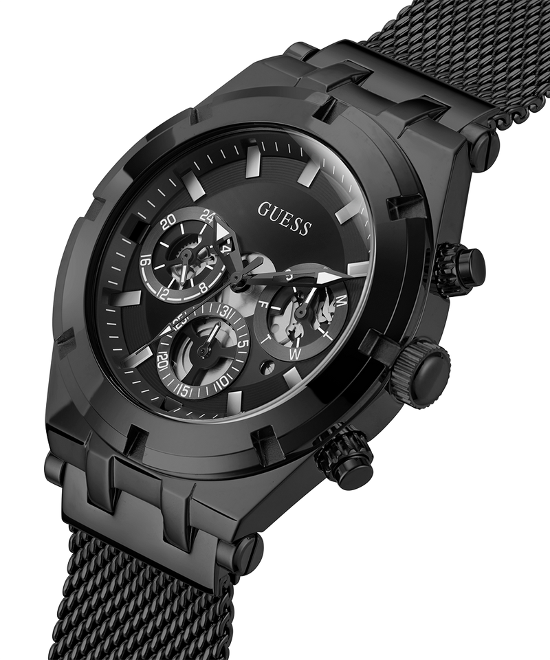 Guess Continental Chronograph Black Dial Black Mesh Strap Watch For Men - GW0582G3 Buy Now By Guess