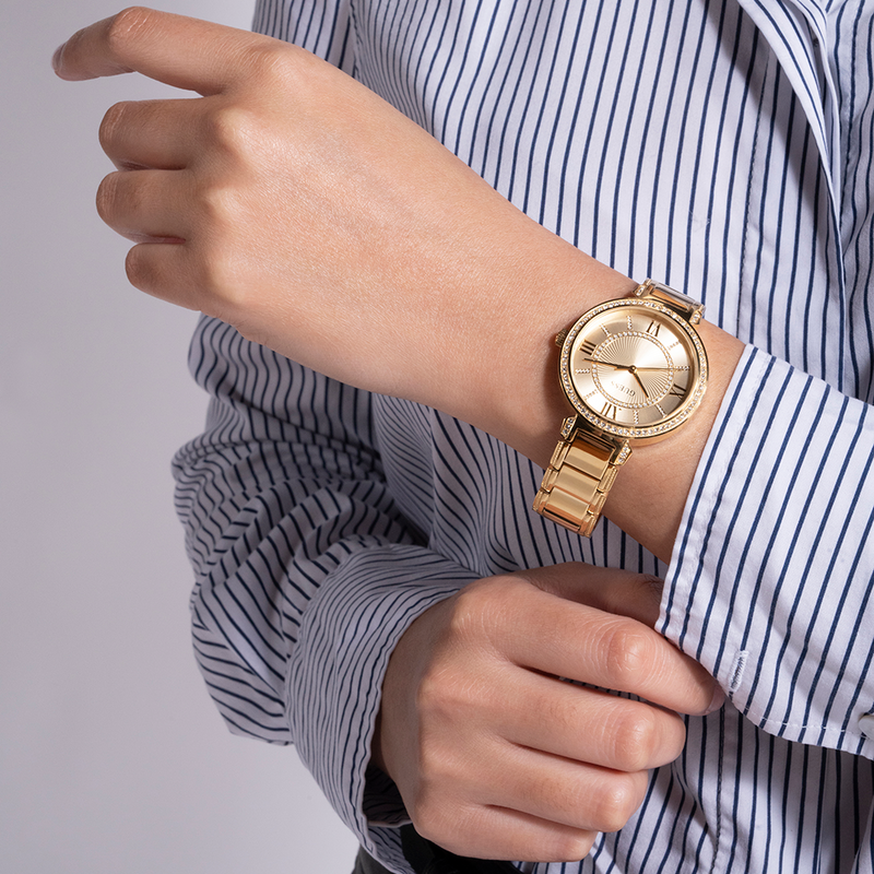 Guess Montage Quartz Gold Dial Gold Steel Strap Watch For Women - GW0588L1 Buy Now By Guess
