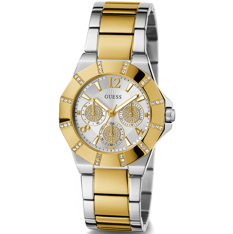Guess Sunray Multifunction Silver Dial Two Tone Steel Strap Watch for Women - GW0616L2 Buy Now By Guess