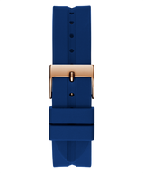 Guess Cubed Analog Rose Gold Dial Blue Leather Strap Watch For Women - GW0665L2 Buy Now By Guess