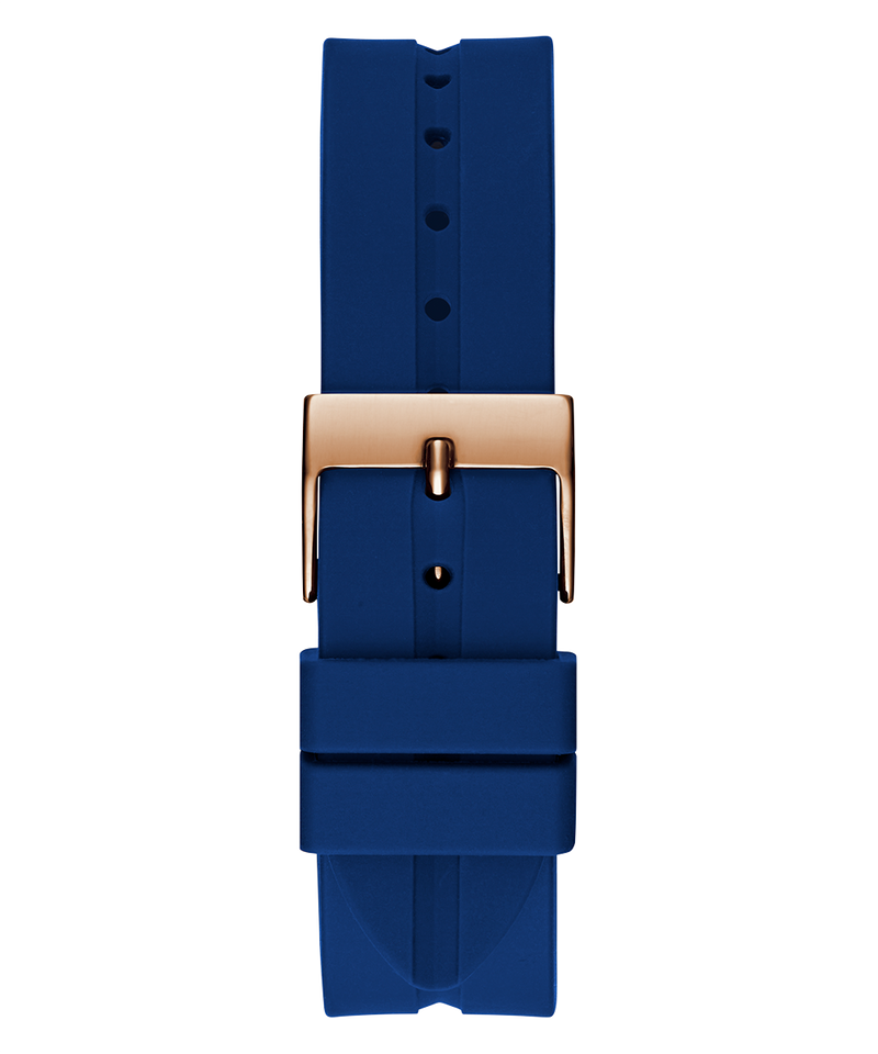 Guess Cubed Analog Rose Gold Dial Blue Leather Strap Watch For Women - GW0665L2 Buy Now By Guess