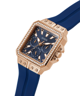 Guess Libra Crystals Blue Dial Blue Silicone Strap Watch For Women - GW0618L2 Buy Now By Guess