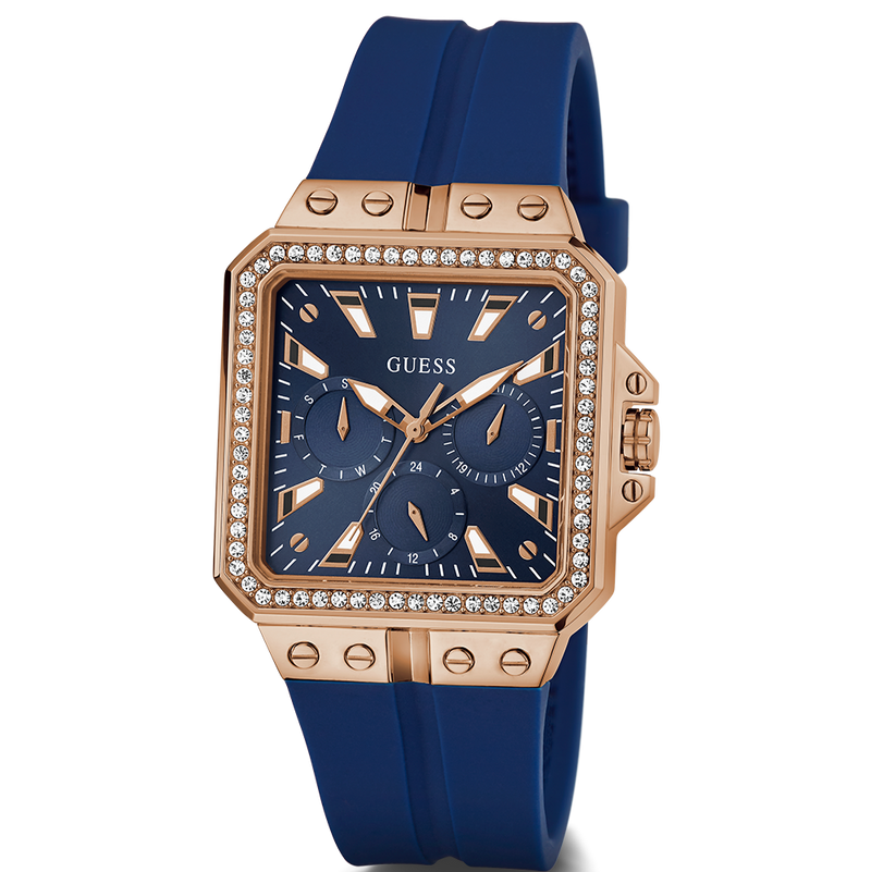 Guess Libra Crystals Blue Dial Blue Silicone Strap Watch For Women - GW0618L2 Buy Now By Guess