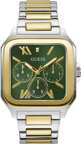 Guess Dress Chronograph Multifunction Green Dial Two Tone Steel Strap Watch For Men - GW0631G1 Buy Now By Guess
