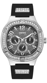 Guess Duke Crystals Black Dial Black Silicone Strap Watch For Men - GW0641G1 Buy Now By Guess