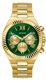 Guess Equity Analog Green Dial Gold Steel Strap Watch For Men - GW0703G2 Buy Now By Guess