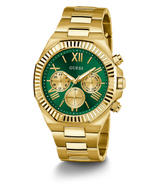 Guess Equity Analog Green Dial Gold Steel Strap Watch For Men - GW0703G2 Buy Now By Guess