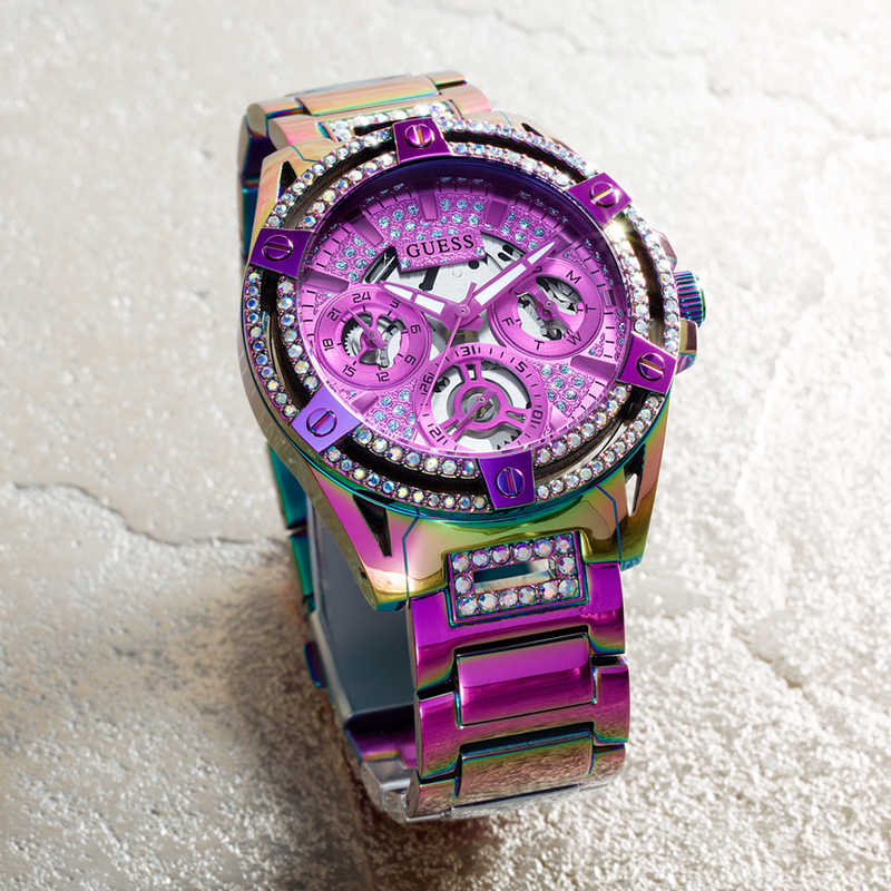 Shop Guess Queen Multicolor Dial Multicolor Steel Strap Watch For Women - GW0464L4 in USA