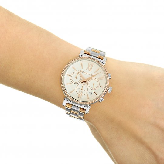 Michael Kors Sofie Chronograph Quartz White Dial Two Tone Steel Strap Watch For Women - MK6558 Buy Now By Michael Kors