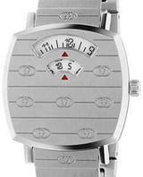 Shop Gucci Grip Quartz Silver Dial Silver Steel Strap Watch For Men - YA157501 in USA