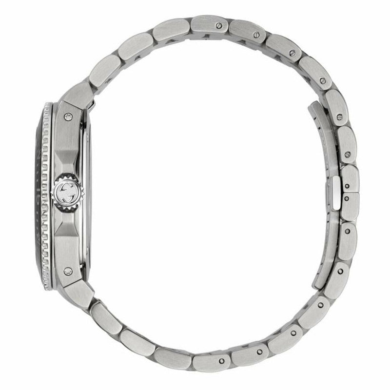 Shop Gucci Dive Quartz Black Dial Silver Steel Strap Watch For Men - YA136301 in USA