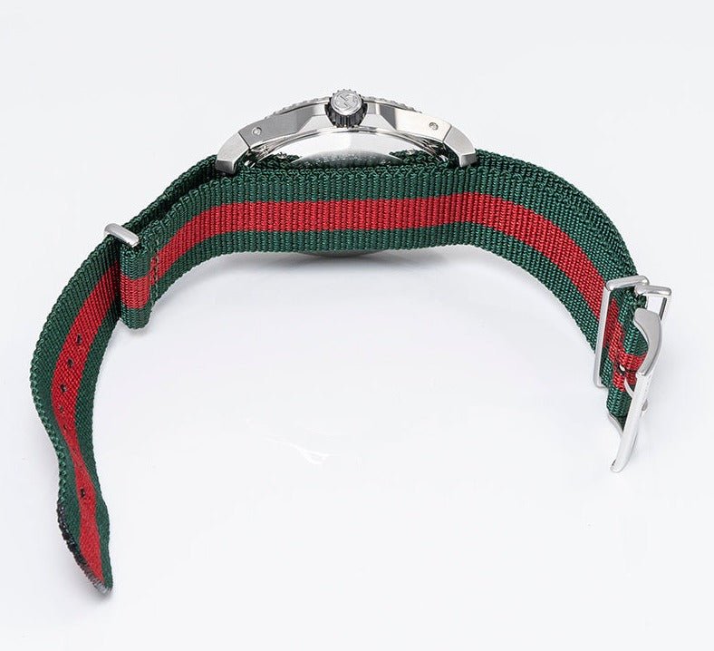 Shop Gucci Dive Black Dial Red & Green Nylon Strap Watch For Men - YA136209 in USA