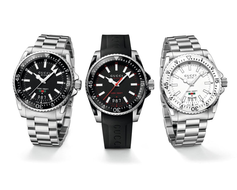 Shop Gucci Dive Quartz Black Dial Black Rubber Strap Watch For Men - YA136303 in USA