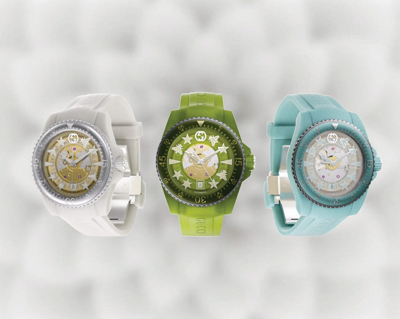 Shop Gucci Dive Automatic White Dial White Rubber Strap Unisex Watch - YA136342 in USA