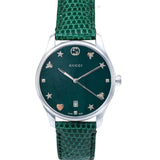 Gucci G-Timeless Green Mother of Pearl Dial Green Leather Strap Watch For Women - YA126585 Buy Now By Gucci