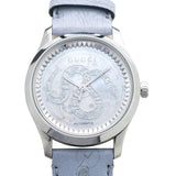 Gucci G Timeless Automatic Mother of Pearl Dial Blue Leather Strap Watch For Women - YA1264113