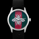 Shop Gucci G Timeless Quartz Green & Red Dial Black Leather Strap Watch For Men - YA1264149 in USA
