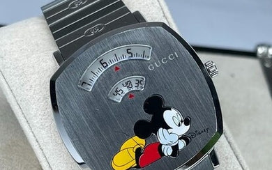 Shop Gucci Grip Disney Mickey Mouse Silver Dial Silver Steel Strap Watch For Women - YA157418 in USA