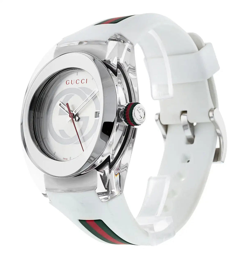 Shop Gucci SYNC XXL White Dial White Rubber Strap Watch For Men - YA137102 in USA