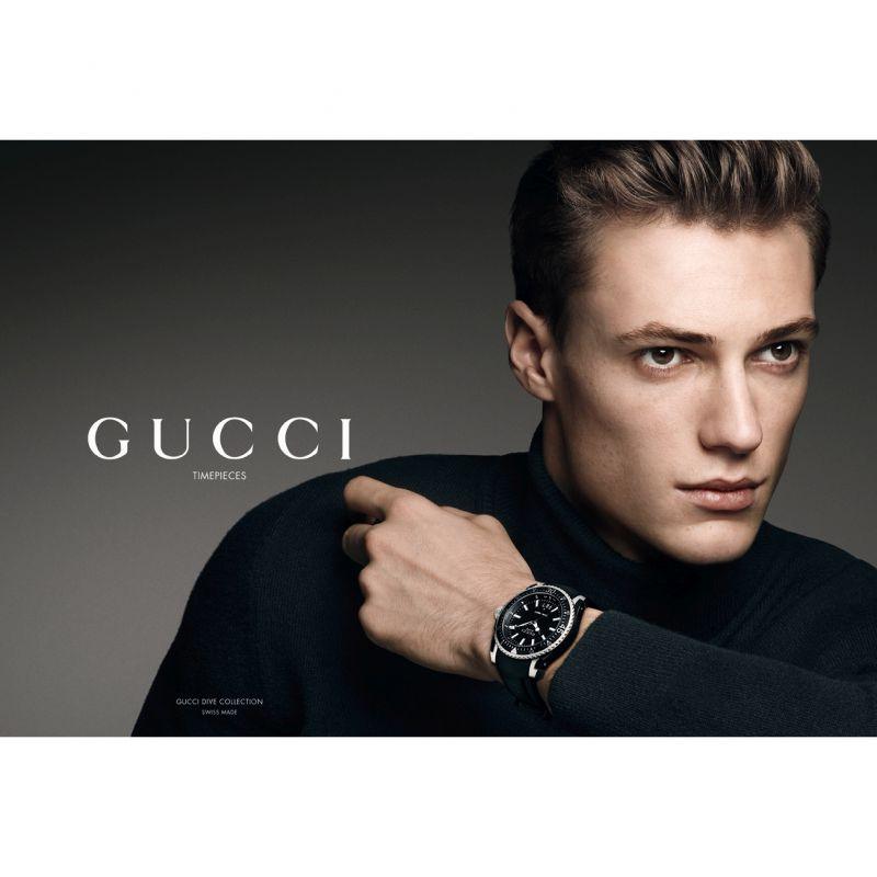 Shop Gucci Dive Analog Blue Dial Silver Steel Strap Watch For Men - YA136203 in USA