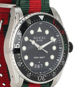 Shop Gucci Dive Black Dial Red & Green Nylon Strap Watch For Men - YA136209 in USA
