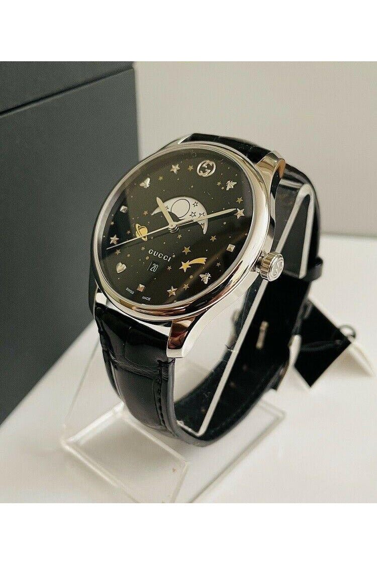 Gucci G-Timeless Black Dial Green Leather Strap Unisex Watch - YA126326 Buy Now By Gucci