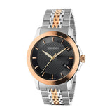 Shop Gucci G Timeless Black Dial Two Tone Steel Strap Watch For Men - YA126410 in USA