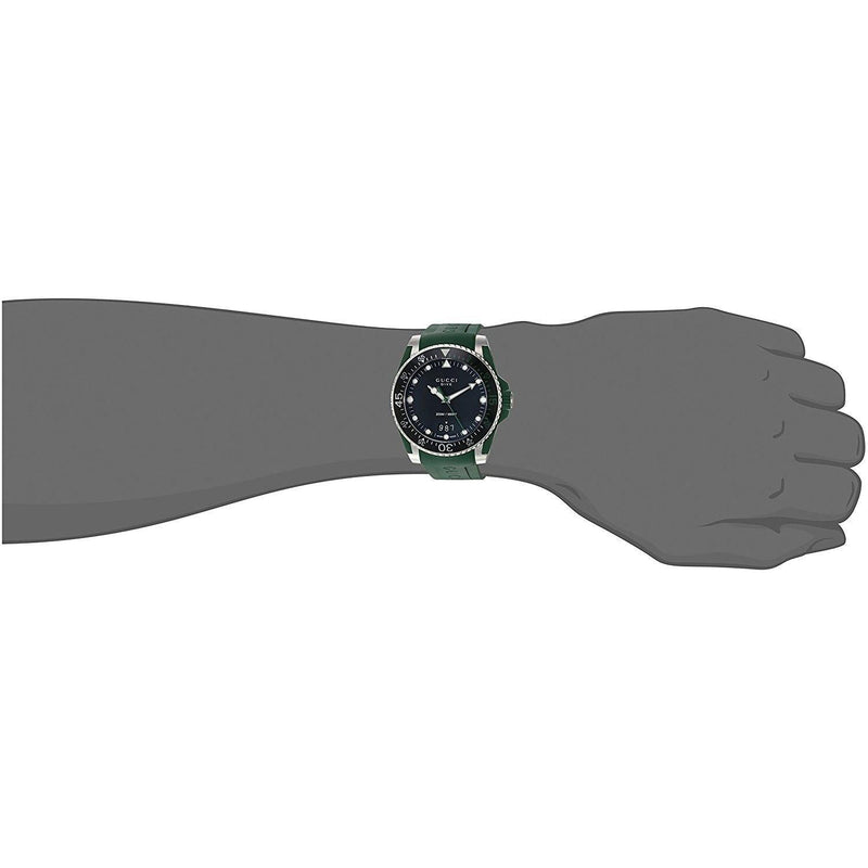 Shop Gucci Dive Black Dial Green Rubber Strap Watch For Men - YA136310 in USA