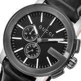 Shop Gucci G Chrono Black Dial Black Leather Strap Watch For Men - YA101205 in USA