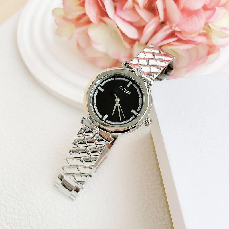 Guess Rumour Quartz Black Dial Silver Steel Strap Watch For Women - GW0613L1 Buy Now By Guess