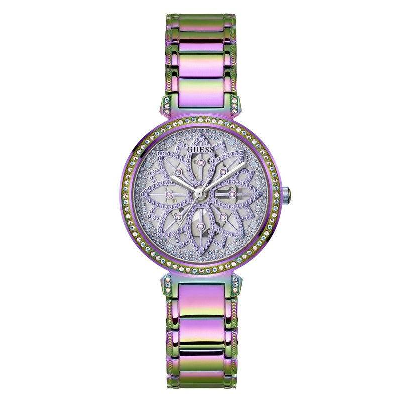 Shop Guess Lily Analog Purple Dial Purple Steel Strap Watch For Women - GW0528L4 in USA