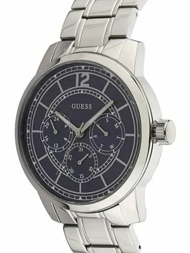 Guess Horizon Chronograph Quartz Black Dial Silver Steel Strap Watch For Men - W0379G1 Buy Now By Guess