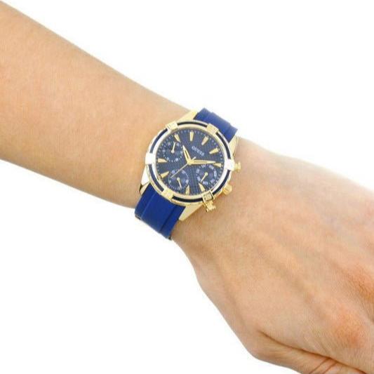 Shop Guess Catalina Blue Gold Tone Blue Silicone Strap Watch For Women - W0562L2 in USA