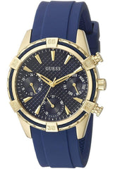 Shop Guess Catalina Blue Gold Tone Blue Silicone Strap Watch For Women - W0562L2 in USA