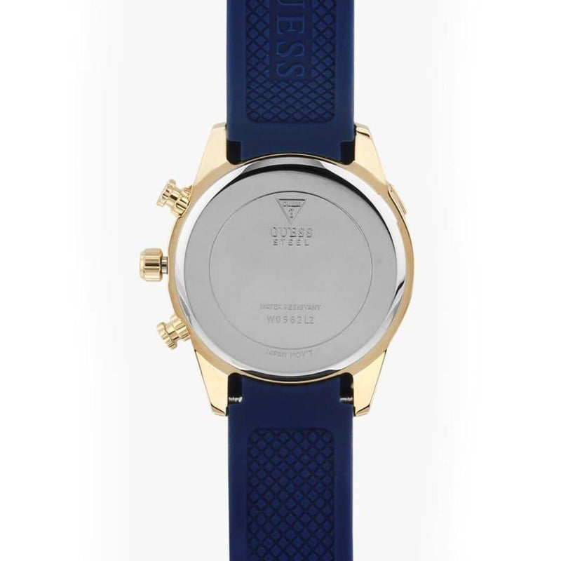 Shop Guess Catalina Blue Gold Tone Blue Silicone Strap Watch For Women - W0562L2 in USA