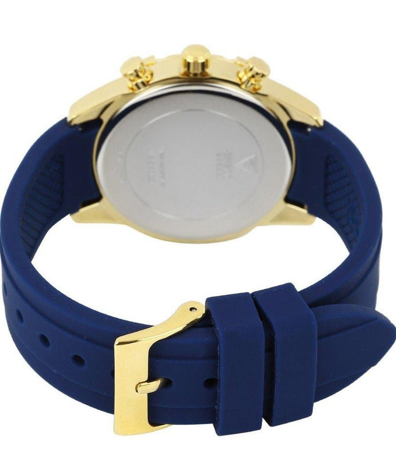 Shop Guess Catalina Blue Gold Tone Blue Silicone Strap Watch For Women - W0562L2 in USA