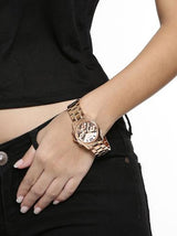 Guess Mini Sunrise Chronograph Quartz Rose Gold Dial Rose Gold Steel Strap Watch For Women - W0448L3 Buy Now By Guess