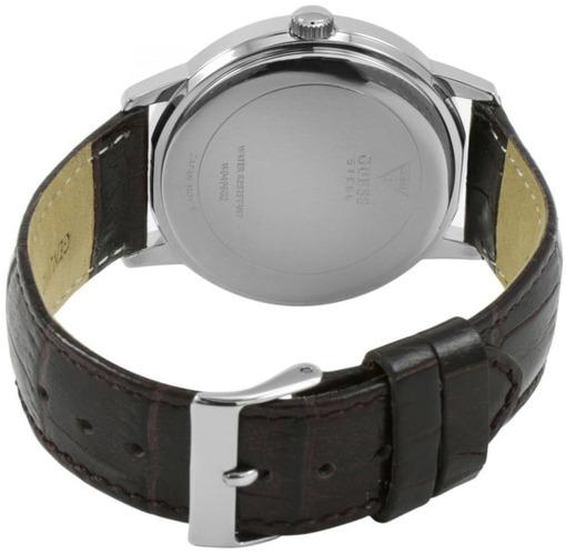 Guess Wafer Analog Blue Dial Brown Leather Strap Watch For Men - W0496G2 Buy Now By Guess