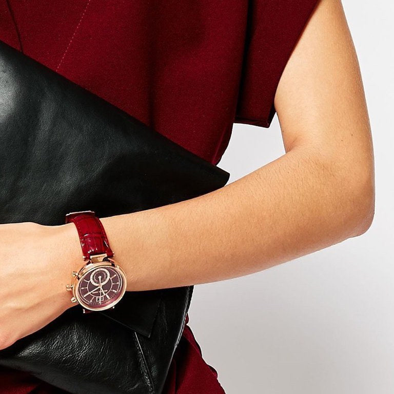 Michael Kors Sawyer Maroon Dial Maroon Leather Strap Watch for Women - MK2426 Buy Now By Michael Kors