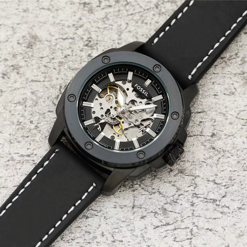 Fossil Modern Machine Automatic Skeleton Grey Dial Black Steel Strap Watch for Men - ME3134 Buy Now By Fossil