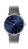 Hugo Boss Horizon Blue Dial Grey Leather Strap Watch for Men - 1513539