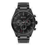 Hugo Boss Pioneer Chronograph Black Dial Black Steel Strap Watch for Men - 1513714